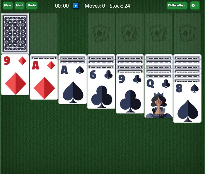 Solitaire online game interface guide